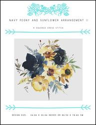 Navy Peony And Sunflower Arrangement Ii / X Squared Cross Stitch