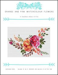 Orange And Pink Watercolour Flowers / X Squared Cross Stitch