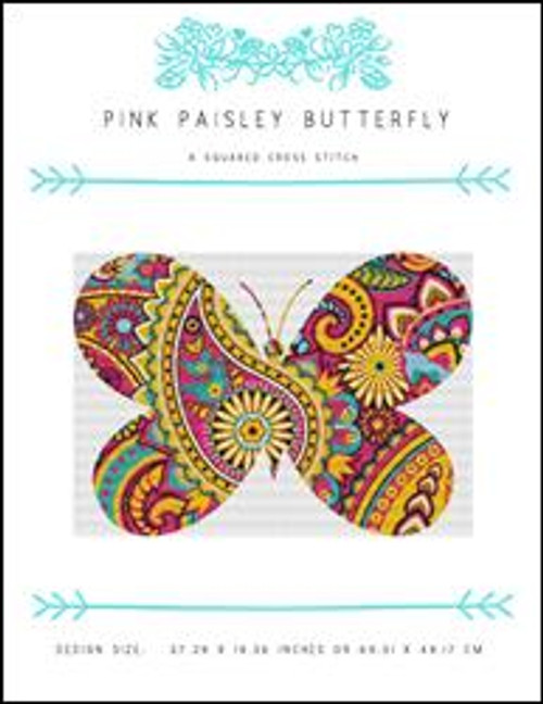 Pink Paisley Butterfly / X Squared Cross Stitch