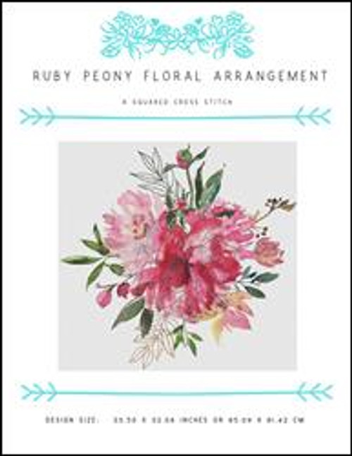 Ruby Peony Floral Arrangement / X Squared Cross Stitch