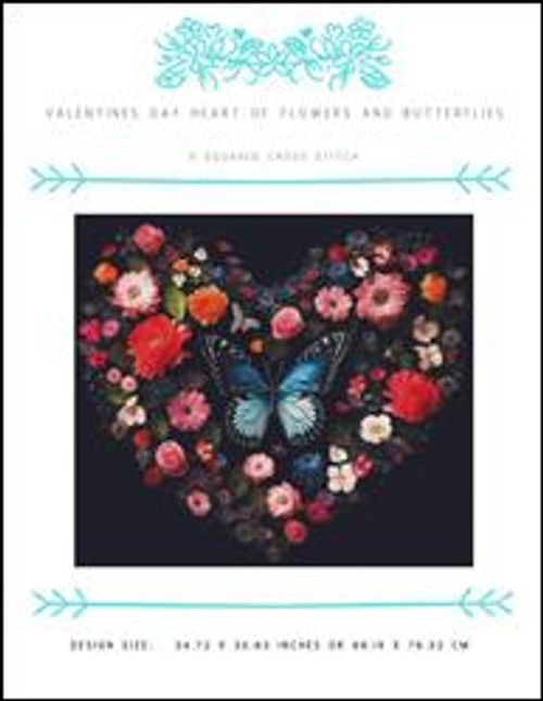 Valentines Day Heart Of Flowers And Butterflies / X Squared Cross Stitch