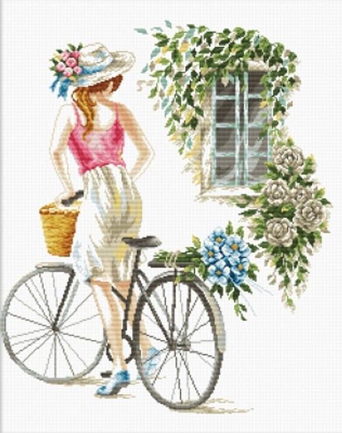 Bicycle Girl - No Count X-Stitch / Needleart World / NANC64078