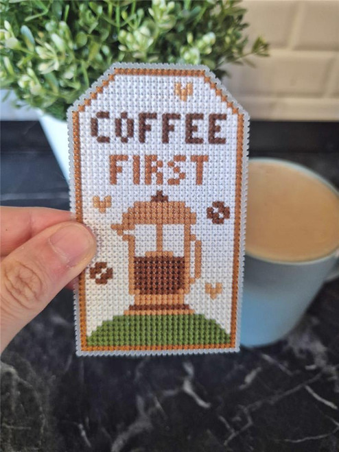 Coffee first tag / Cute Embroidery By Kate