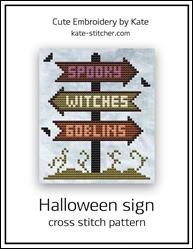 Halloween sign / Cute Embroidery By Kate