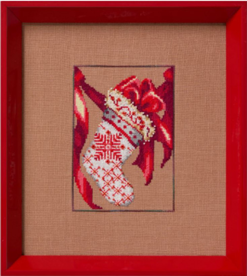 Red Ribbon Stocking  Christmas Fair Isle Red Collection  / Nora Corbett