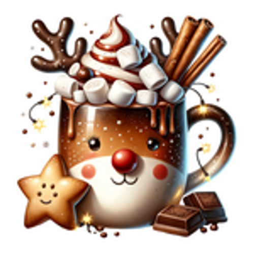 Warm Peace Magnet (Reindeer Hot Chocolate Mug with Star)  / Les Petites Croix De Lucie