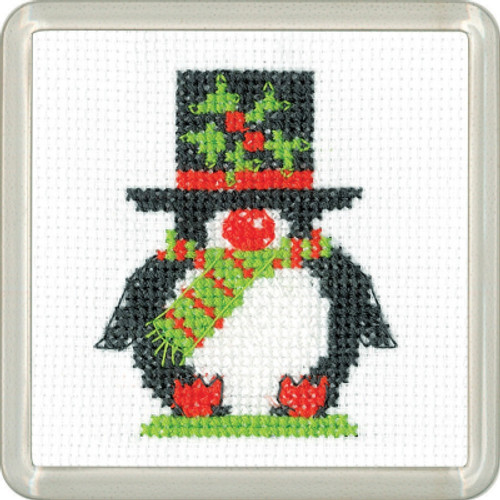 Penguin Top Hat Coaster  by Kristen Roche / Heritage Crafts / HCK1870 Penguin Top Hat Coaster  by Kristen Roche / Heritage Crafts / HCK1870