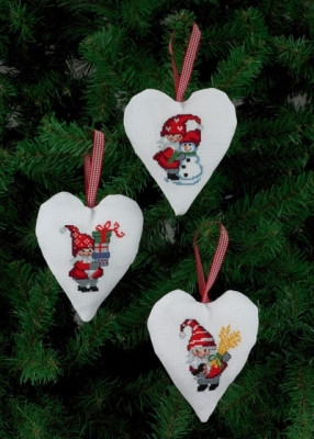 Santa Heart Ornaments (3 Designs) / Permin / 214236