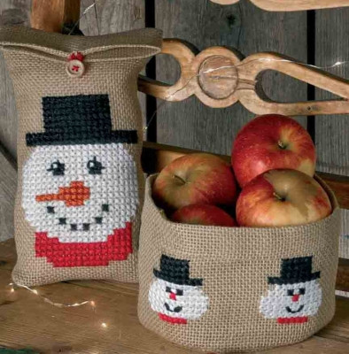 Snowman Basket (right) / Permin / 790248