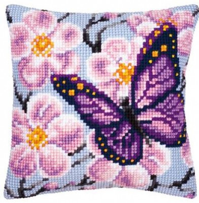 Purple Butterfly Cushion  / Vervaco / PNV8501