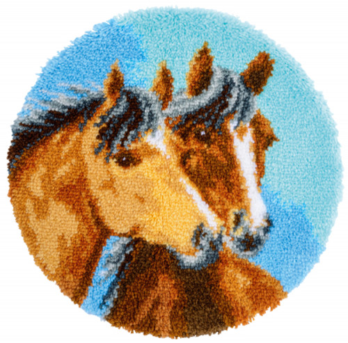 2 Horses - Latch Hook Shaped Rug / Vervaco / PNV183297