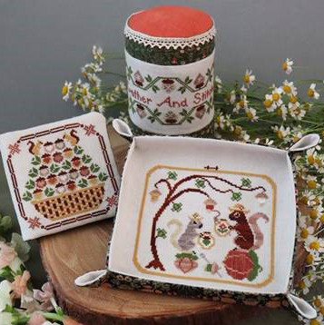 Stitching Squirrels  / Blue Flower, The