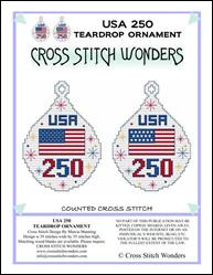 Teardrop Ornament - Usa 250 Semiquincentennial / Cross Stitch Wonders