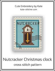 Nutcracker Christmas Clock Postage Stamp / Cute Embroidery By Kate