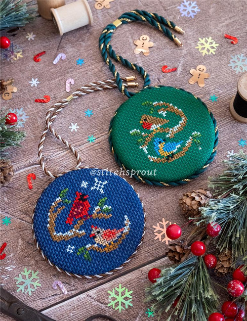 Duo Festive Christmas Bird Ornaments / Stitchsprout Cross Stitch