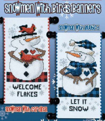 Snowmen With Birds Banners  / Stoney Creek