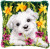 Westie in Daffodils Cushion - Latch Hook / PNV190869