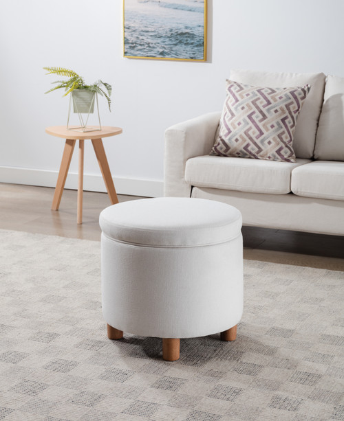 Cream round 2024 storage ottoman
