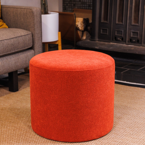 Velvet Tufted Button Puffy Stool In Grey - WallMantra