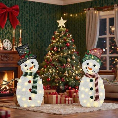 Holiday Time Set of 2 Light-Up Gingerbread Couple with Heart