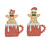 Holiday Time Set of 2 Light-Up Gingerbread Couple in Mugs Family Christmas Decoration