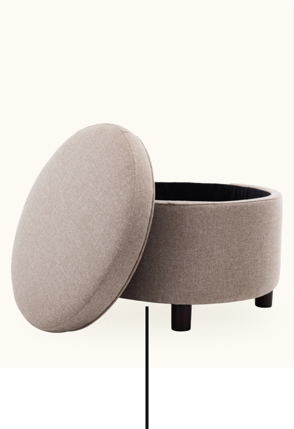 Large Round Storage Ottoman with Lift Off Lid - Wovenbyrd
