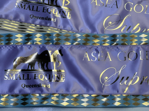 Sash with metallic foil edge 150mm wide