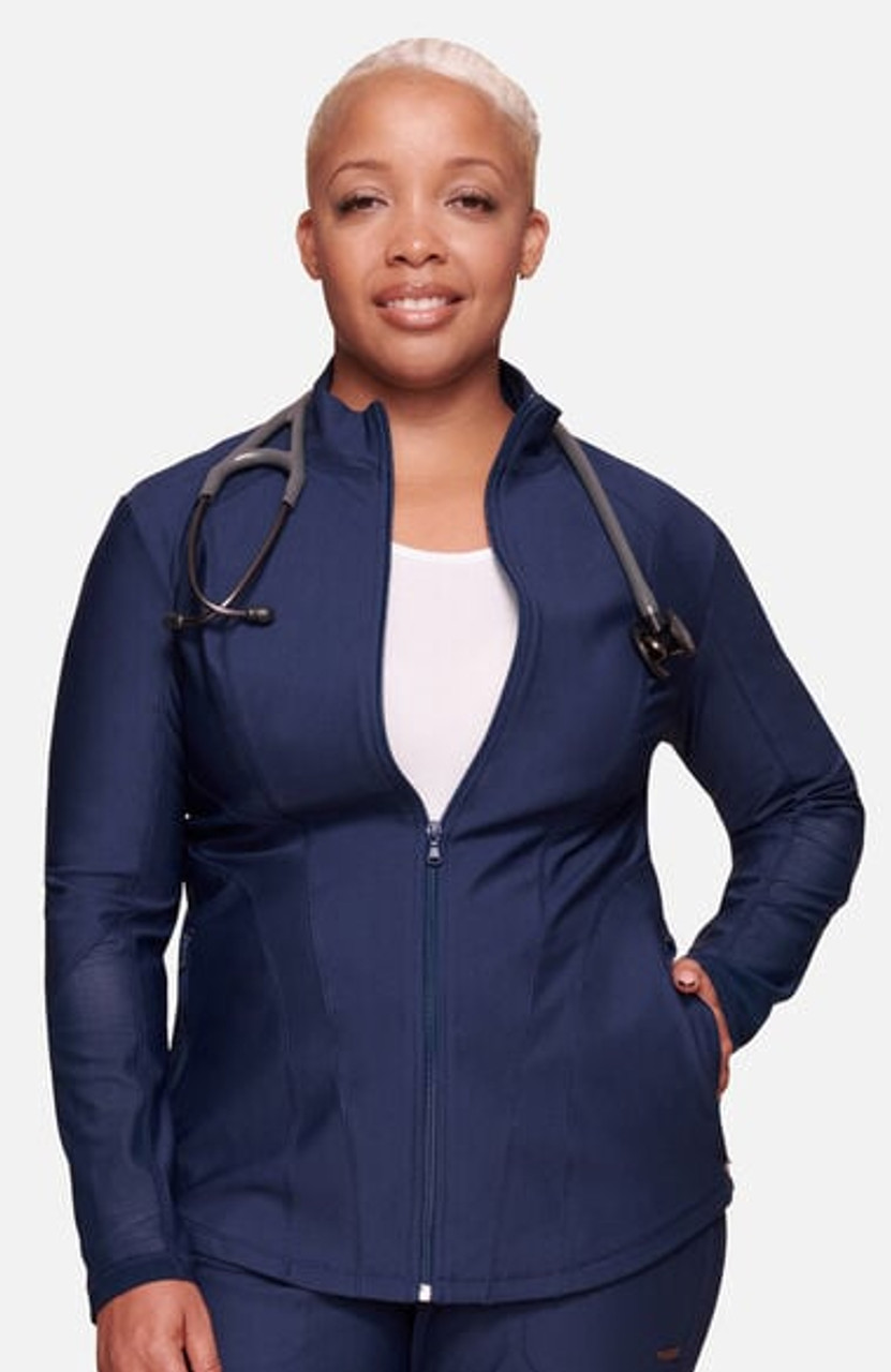 Infinity Women's Zip Front Warm-Up Solid Scrub Jacket