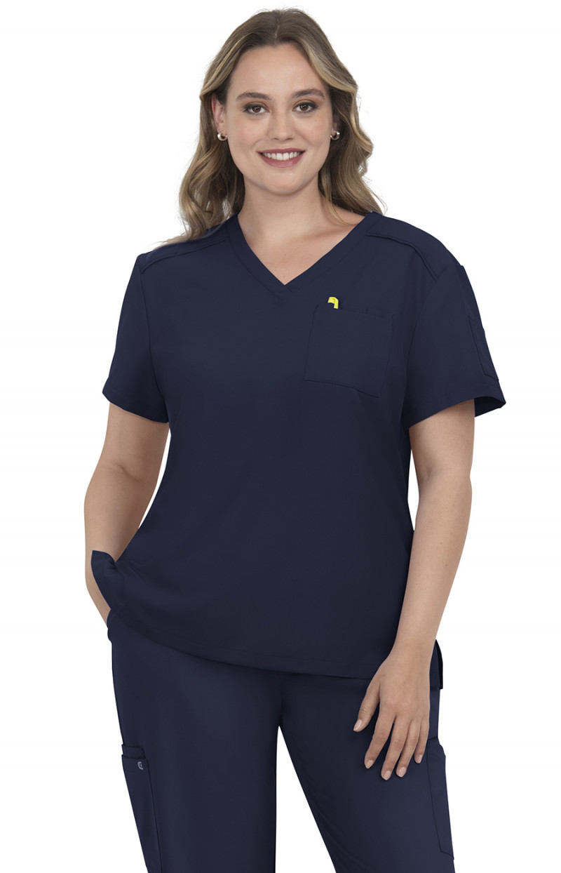 Barco Women's Indigo Virtue 3-Pocket Stand-Up Collar CiCLO Scrub