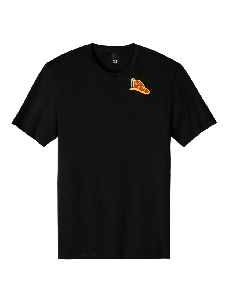 CSFA Black District T-Shirt with Red and Yellow Logo
