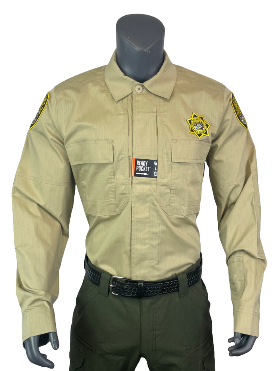 CDCR Men's 5.11 Green Flex-Tac TDU Ripstop Long Sleeve Shirt