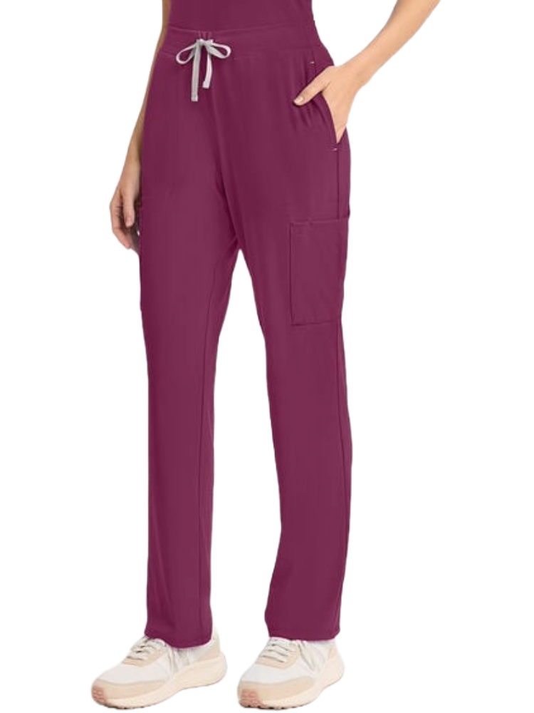 Cherokee Achieve Women's Wine Pull-on Straight Leg Scrub Pants