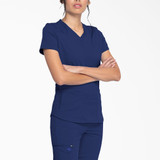 Dickies Women's Balance V-Neck Scrub Top with Zip Pocket