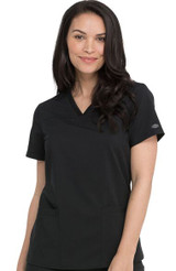 Dickies Women's Balance V-Neck Rib Knit Panel Solid Scrub Top