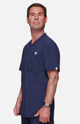 Cherokee Workwear Infinity Men's V-Neck Knit Panel 1 Pocket Solid Scrub Top