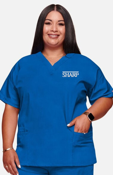 Sharp Cherokee Women's V-Neck 2 Pocket Solid Scrub Top