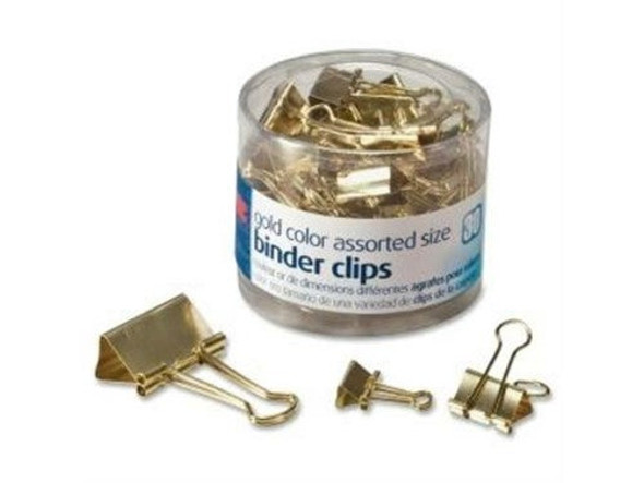 BINDER CLIPS ASSORTED SIZE GOLD PQ.30