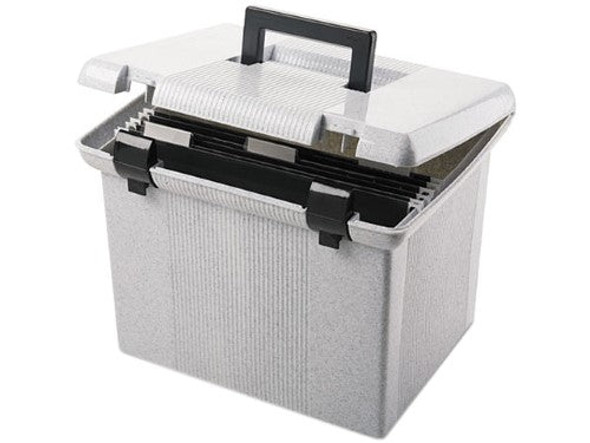 PORTABLE FILE BOX W/HANDLE GRANITE