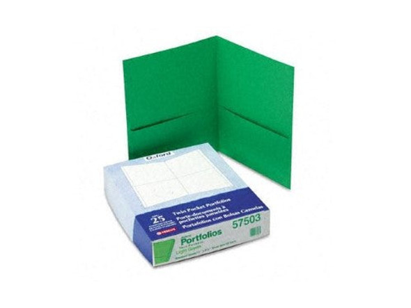 TWIN-POCKET PORTFOLIO PAPER LIGHT GREEN BOX/25