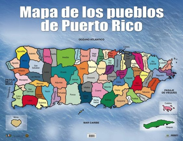 CARTEL MAPA DE LOS PUEBLOS DE PR