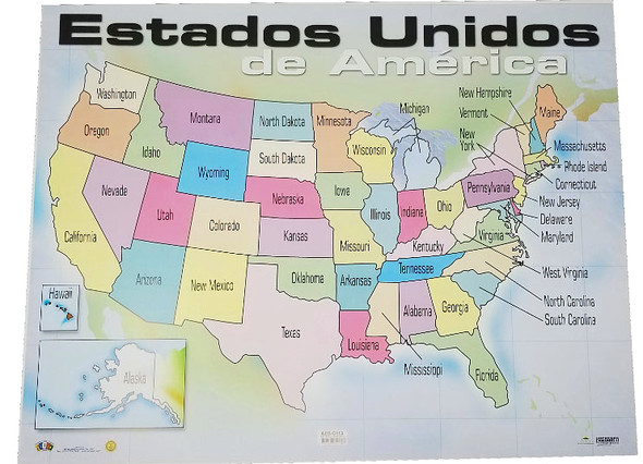 CARTEL MAPA ESTADOS UNIDOS DE AMERICA