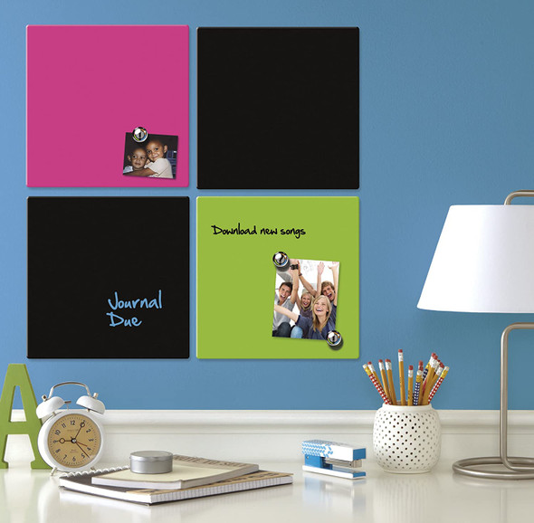 FRAMELESS MAGNETIC DRY ERASE COLOR TILES 14" X 14"