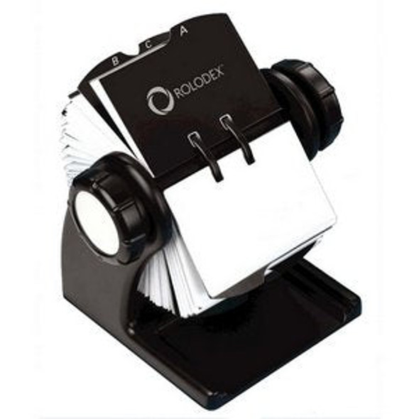 PLASTIC ROTARY BUSINESS CARD FILE BLACK