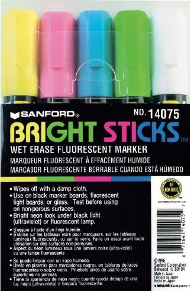 BRIGHT STICKS MARKERS WET FLUORESCENT PQT.5