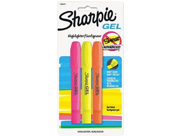 SHARPIE GEL HILITER ASST. PQT.3