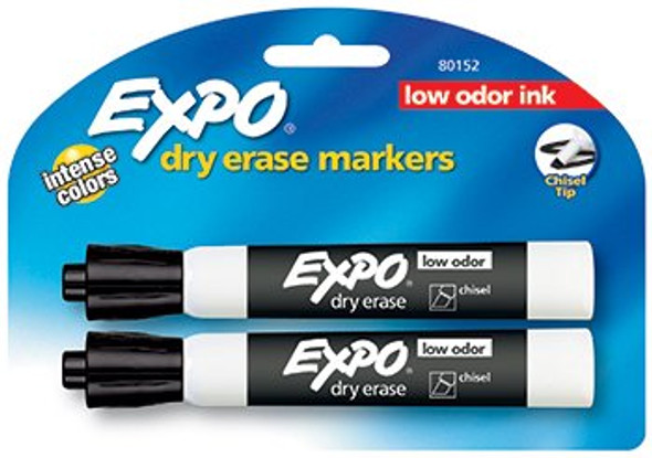 EXPO MARKERS BLACK LOW ODOR PQT.2