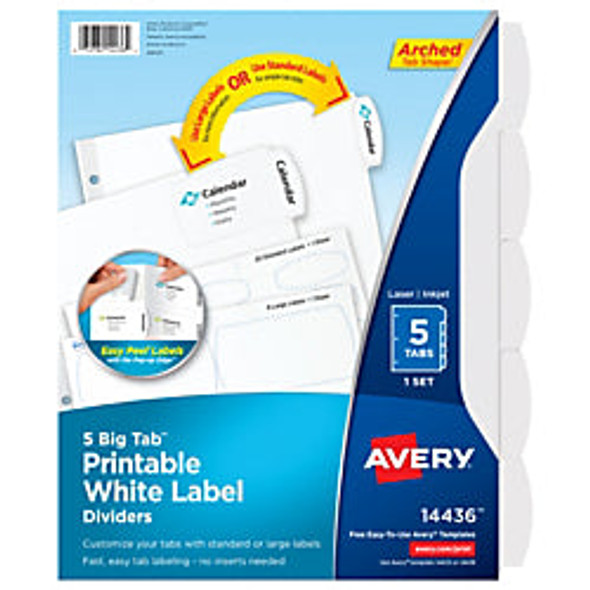 PRINTABLE LABEL DIVIDERS EASY PEEL 5-TAB SET