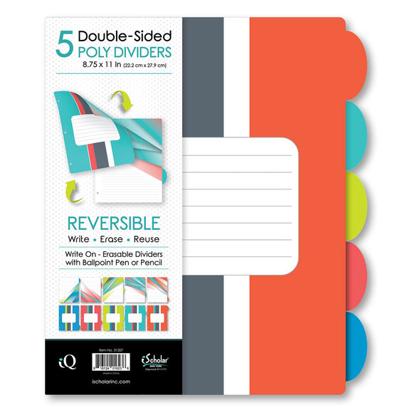 PLASTIC INDEX DIVIDERS 5 BIG TAB 2 SIDED