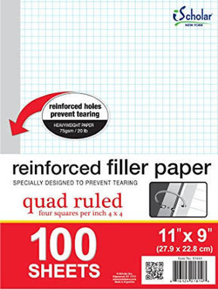 REINFORCED QUAD PAPER 100 HOJAS