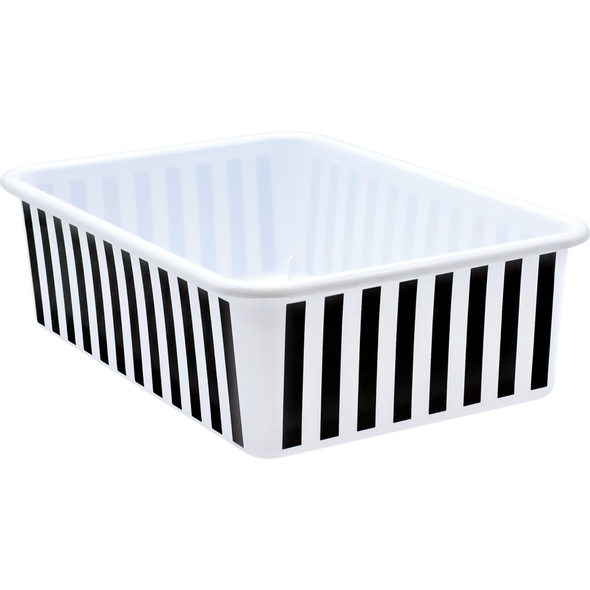 BLACK AND WHITE STRIPES LARGE PLASTIC STORAGE BIN